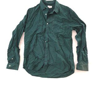GAP Slim Fit Long Sleeve Green and Blue Check Flannel Casual Shirt Men's Size L